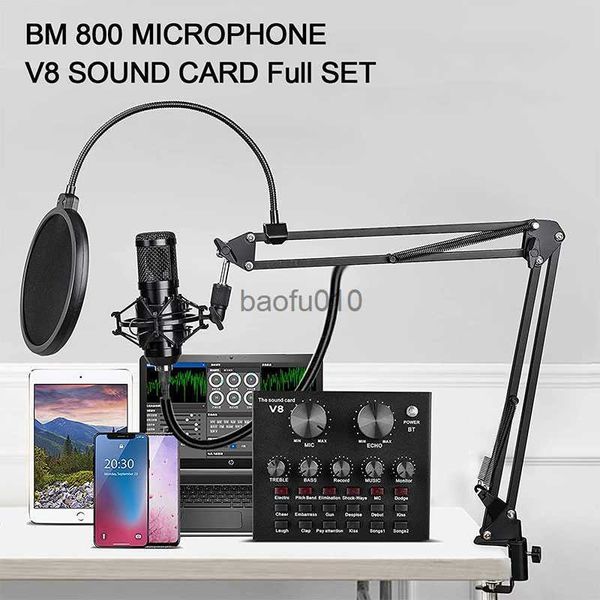 Microphones BM800 Microphone à condensateur professionnel Support d'enregistrement informatique Grand diaphragme Streaming en direct Carte son Karaoké Blowout Pre HKD230818