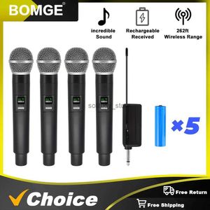 Microfoons bomge 4-kanaals draadloze karaoke microfoon vaste frequentie met oplaadontvangerbatterij geschikt voor thuisfeestluidsprekersq