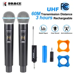 Microphones Système de microphones sans fil BOMGE BOMGE UHF avec 30 canaux réglables avec récepteur de charge pour une utilisation dans les salles de classe de karaoké