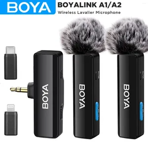 Microfoons BOYA BOYALINK Een draadloze Lavalier-reversmicrofoon voor IPhone Android PC Computer DSLR-camera's Streaming Youtube Opname Vlog