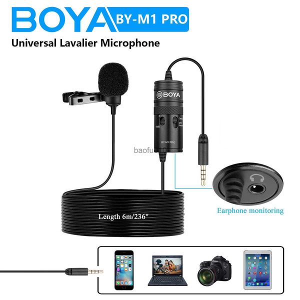 Microphones BOYA BY-M1 PRO 6m Clip-on Condenser Lavalier Lapel Microphone pour PC Mobile Android DSLRs iPhone Streaming Youtube Microphone HKD230818