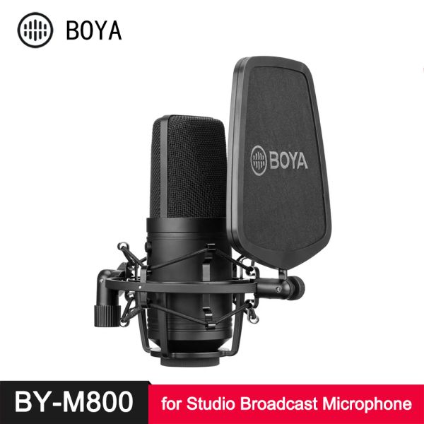 Microphones BOYA BY M1000 M800 Microphone à grand diaphragme filtre coupe-bas micro à condensateur cardioïde pour diffusion en Studio micro vidéo Vlog en direct