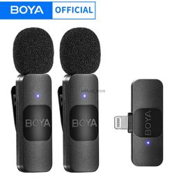 Microfoons Boya BY-V Professionele draadloze Lavalier Mini Microfoon voor iPhone iPad Android Live Broadcast Gaming-opname Interview VLOGQ