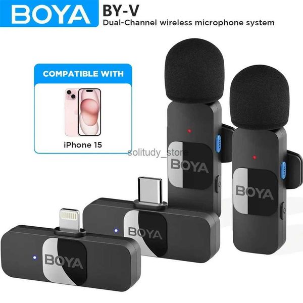 Microphones Boya By-V Wireless Lavalier ordinateur Microphone adapté à l'iPhone Android Phones PCS ordinateurs portables YouTube Recording Streaming Video Logsq