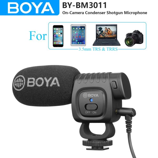 Microphones Boya BYBM3011 Microphone de fusil de chasse du condenseur cardioïde pour PC Téléphone mobile DSLR Cameras en direct Streaming YouTube Recording Vlog