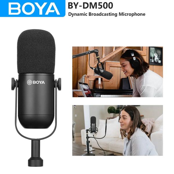 Microphones Boya BYDM500 Cardioïde professionnel Dynamique Microphone Studio Fréquence Réponse Mic pour chant en direct YouTube Recording Blogging