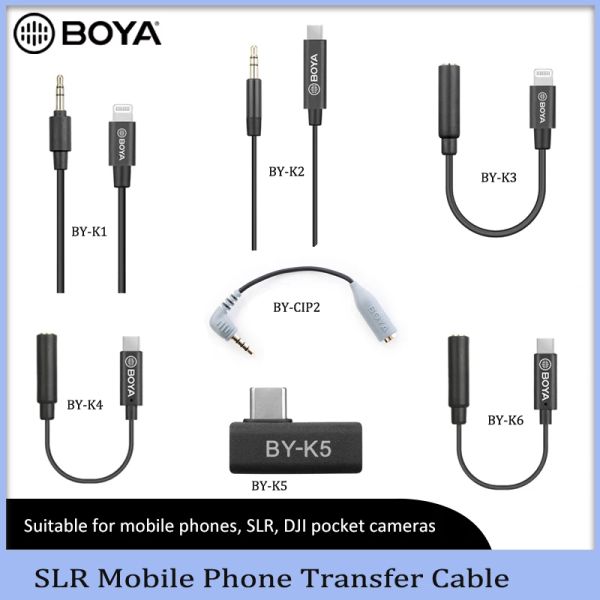 Microphones Boya BYK1 K2 K3 K4 K5 K6 BYCIP2 TRS pour Huawei iPhone Lightning / Typec Android Phone audio Microphone Extension Câble d'extension