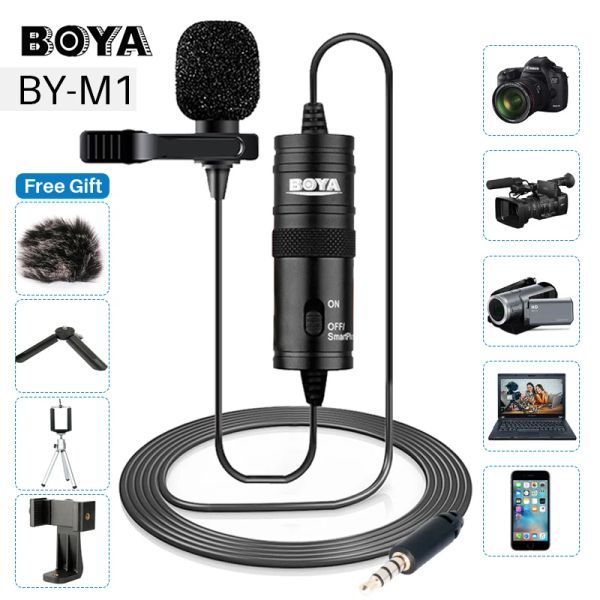 Microphones BOYA BYM1 3.5mm Lavalier Microphone Smartphone DSLR Enregistrement Vidéo Microphone pour iPhone 12 Pro Max Live