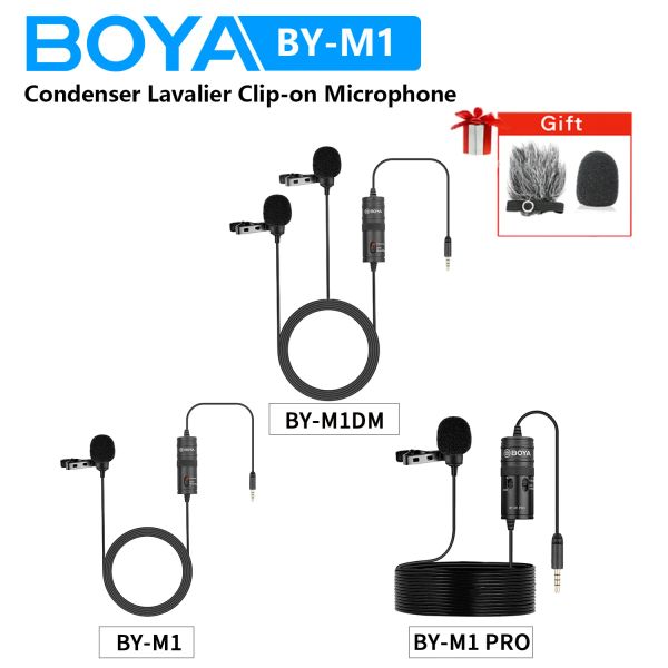 Microphones Boya Bym1 Condensateur Lavalier Clipon Microphone pour PC Ordinateur portable Smartphone Iphone DSLR Caméras Live Streaming