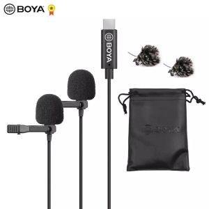 Microphones BOYA BYM3 Lavalier Microphone à revers mini micro omnidirectionnel tête unique câble de 6 mètres Compatible avec l'interface USB TypeC