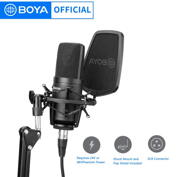 Microphones BOYA BYM800 Microphone à grand diaphragme filtre coupe-bas micro à condensateur cardioïde pour la diffusion en Studio enregistrement vidéo Vlog en direct