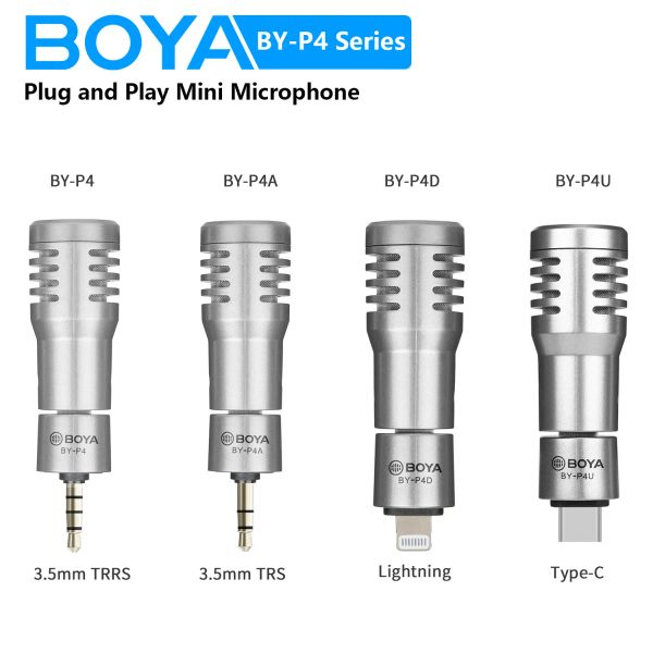 Microphones boya byp4 mini plug microphone sans fil et lecture pour pc mobile android iphone dslr en direct en streaming youtube enregistrement