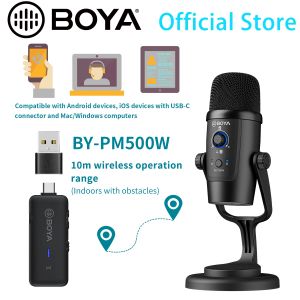 Microphones Boya BYPM500W 2,4 GHz Microphone sans fil USB pour PC Phone Mobile Android iPhone Mac Windows YouTube Recording Streaming Mic