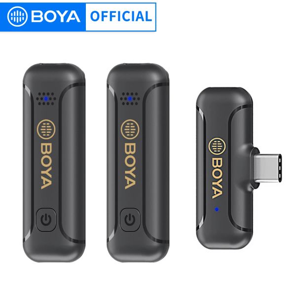 Micrófonos Boya BYWM3T2 Sistema de micrófono de solapa de solapas inalámbrico profesional para Android Smartphone Transmisión en vivo de YouTube