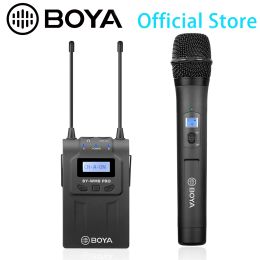 Microfoons BOYA BYWM8 ProK3 UHF DualChannel draadloze handmicrofoon voor DSLR's Camera Camcorder Recorder Streaming Youtube-opname