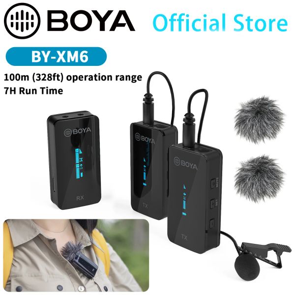 Microphones BOYA BYXM6 S 2.4GHz condensateur sans fil Lavalier Microphone pour PC mobile iPhone Android Youtube enregistrement Streaming Microfone