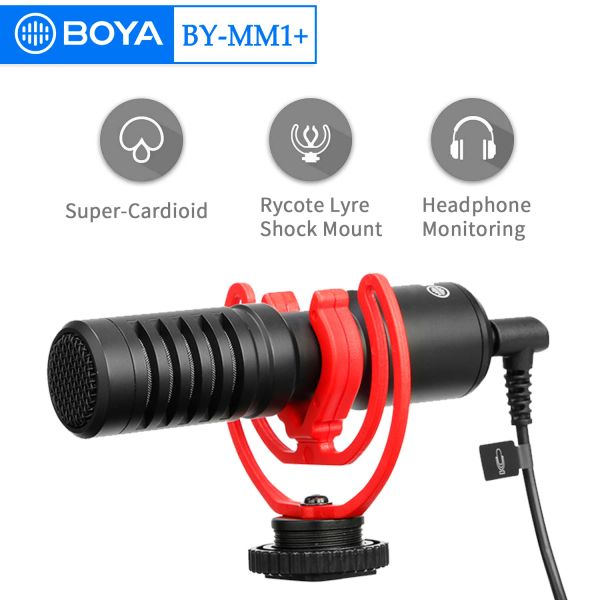 Microphones BOYA professionnel fusil de chasse condensateur moniteur en temps réel Microphone BYMM1 + pour PC iPhone caméra blogueur Streaming Youtube Vlogging