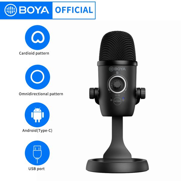 Microphones BOYA USB condensateur enregistrement Microphone BYCM5 table en temps réel Studio micro vidéo pour PC iPhone Youtube Livestream jeu Podcast