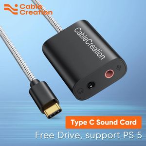 Microfoons Cablecreatie Type C Sound Card Externe stereo USB C tot 3,5 mm Microfoonadapter Audio -aansluiting voor Book Pro iPad S20 S21ULTRA