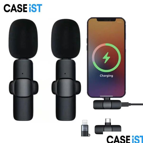 Microphones Caseist Professional 2 en 1 LAVARE LAVARE SANS WIRESS MINI ENTREVOUNE O VIDEO RICHERING BRUIT RÉDUIRE LIVE STREAT V OTCQ2