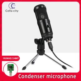 Microfoons cella M1 Pro USB condensor microfoon 192 kHz/24bit voor pc -streaming gaming -computer en YouTube -opname met statiefstandaard