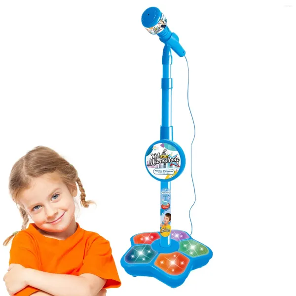 Micrófonos para bebés para niños karaoke canto de educación temprana rompecabezas juguete simulación multifuncional escritorio en pie micrófono con luz