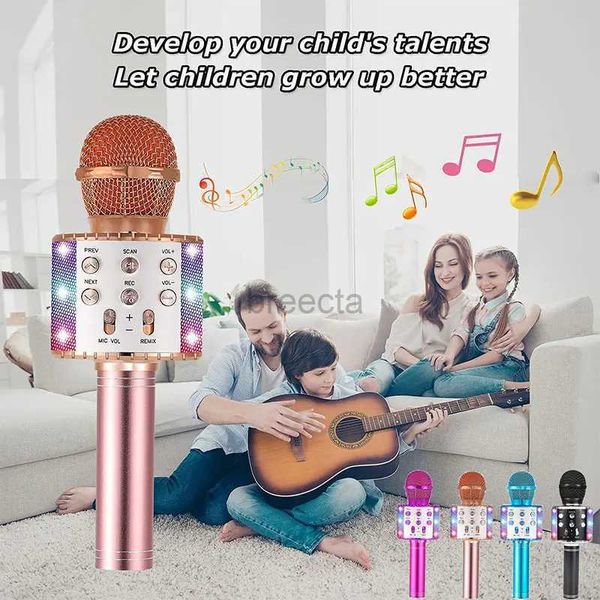 Microphones Childrens Kid Portable Bluetooth haut-parleur professionnel Full Karphone Microphone Changeur Sound Recorder avec Mic sans fil 240408