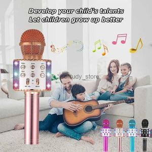 Microphones Childrens Portable Bluetooth haut-haut-parleur professionnel complet Karoke Microphone Converter Recorder avec un microphone sans fil