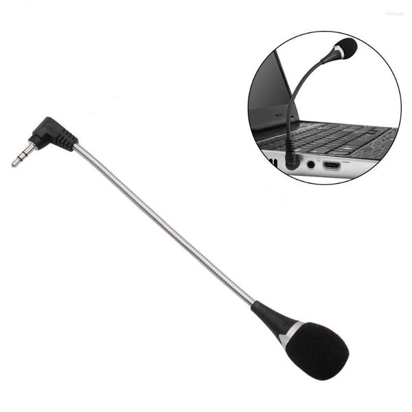 Micrófonos Clip Metal Micrófono 3.5mm Jack Flexible Mini Audio Mic para computadora Laptop Skype Chat