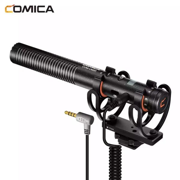 Microphones Comica CVMVM20 Microphone de fusil de chasse à condenseur Multifonctionnel Super Cardioïde pour la prise de vue vidéo d'entrevue de caméra / smartphone