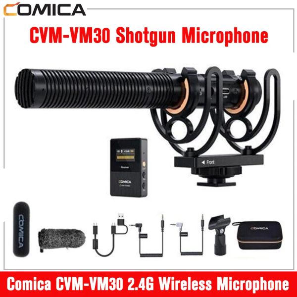 Microphones Comica CVMVM30 2.4G Microphone sans fil, Microphone de fusil de chasse cardioïde avec support de choc pour une caméra / smartphone DSLR / PC