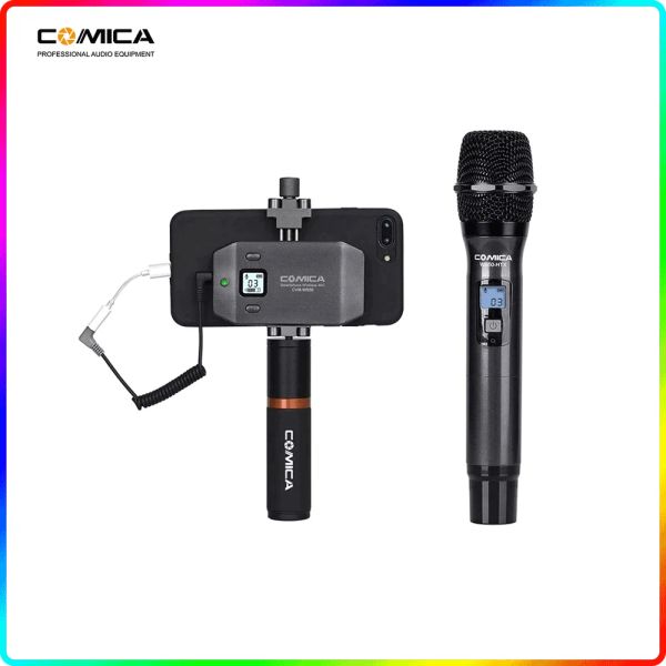 Microphones Comica CVMWS50H Multichanaux Smartphone Microphone sans fil avec émetteur portable 6 canaux 60m Distance de travail