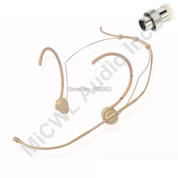 Micrófonos Clexion Auriculares de cabeza de gancho dual Micrófono para Mipro Radio Mics Sistema Beltpack Mini XLR 4PIN Lock Oídos plegables