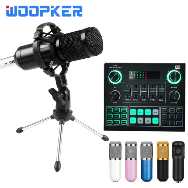 Microphones Microphone Microphone BM800 Mixer Kit avec V9 Sound Card Audio Podcaster External Streamer Live Broadcast pour ordinateur de téléphone PC