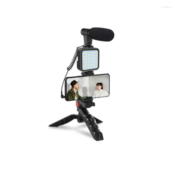 Microphones Microphone à condensateur avec trépied LED Lumière de remplissage pour caméra vidéo professionnelle Interview Enregistrement en direct Youtube
