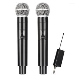 Microphones D4 Microphone rechargeable sans fil UHF enregistrement karaoké avec 2 micros portables pour l'école de fête de l'église de scène.