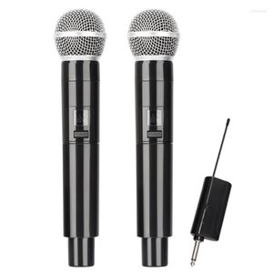 Microfoons D4 Wireless Oplaadbare microfoon UHF -opname Karaoke met 2 handheld MIC voor Stage Church Party School.