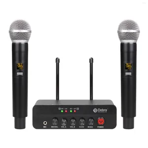 Micrófonos DEBRA X7 Karaoke Sistema de micrófono inalámbrico de 2 canales con DSP Reverb Interfaz óptica Entrada coaxial para y Church U u