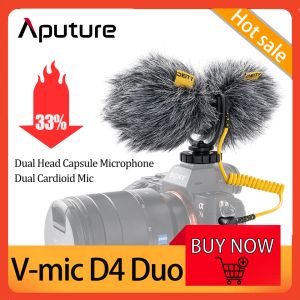 Microfoons Deity Vmic D4 Duo Capsulemicrofoon Dual Head Cardioïde draadloze microfoon voor mobiele DSLR-video-opnamen