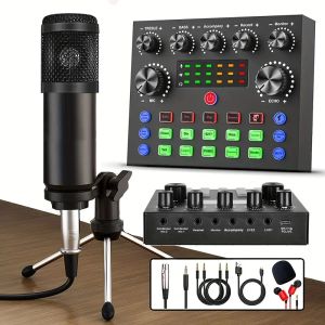 Microfoons Desktop condensor microfoonbundel met audiomixer voor Webcast Live Studio Recording Singing Broadcasting