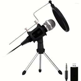 Microphones Desktop Microphone 3,5 mm Mic Mic Tripod Stand Filter USB Sound Carte - Perfect for YouTube Gaming