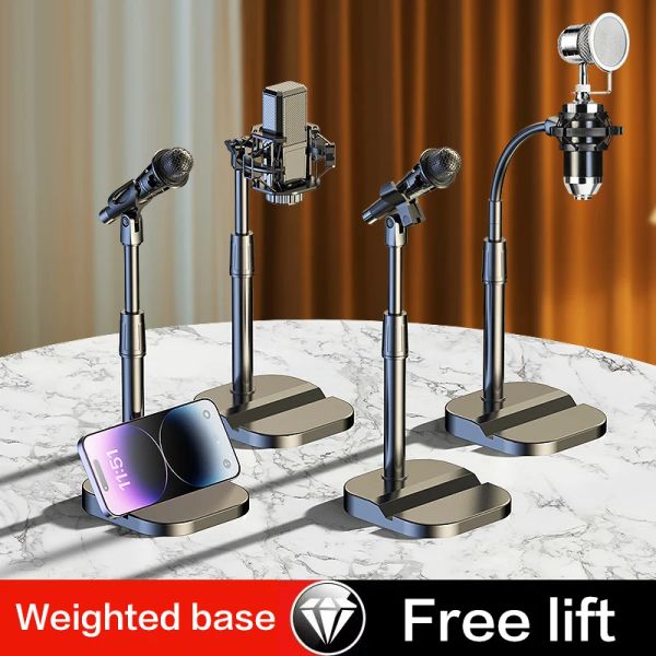 Microphones Desktop Microphone Stand, support de carte micro réglable avec filtre POP, support d'amortisseur, clip de microphone, Adap de vis en métal de 5/8 