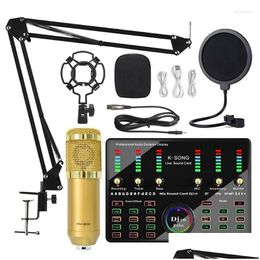 Micrófonos Dj 10 Juego de tarjetas de sonido BM800 Mic Studio Micrófono de condensador para Karaoke Podcast Grabación Transmisión en vivo Drop Delivery El Dhnqj