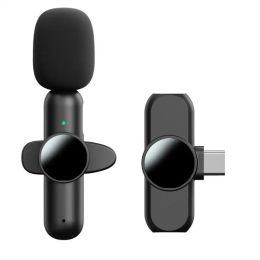 Microfoons slepen twee draadloze lavalier microfoon Android -telefoon, ruisreductie, plug and play draadloze lavalier -microfoon