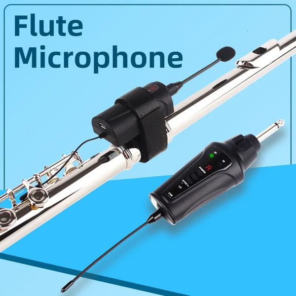 Micrófonos DT5 Flauta Micrófono Instrumento UHF Micrófono inalámbrico MicroGooseneck Receptor y sistema transmisor para 231204