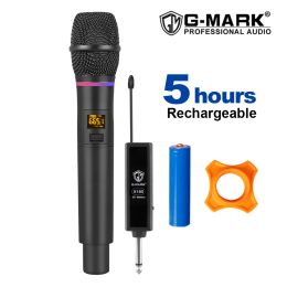 Microfoons Dynamische microfoon Gmark X180 UHF Wireless Handheld Karaoke Mic Metal Body For Party Church Show Studio Audio eenvoudig gebruik