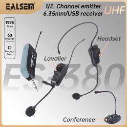 Microphones Ealsem 380 UHF 1/2 canal sans fil / conférence / lavalier / casque microphone USB / 6,35 mm Jacks50Meter 640690MHz pour KTV