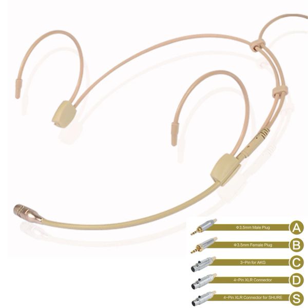 Microphones Earhook Headworn Headset Microphone Microphone Omnirectionnel Cartridge Mic pour Sennheiser pour Wire