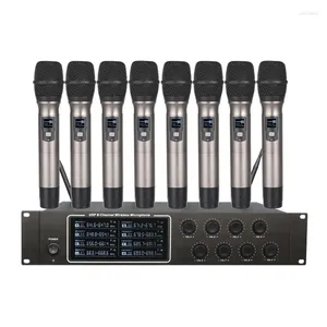 Micrófonos EPXCM 8 canales Sistema de micrófono inalámbrico UHF profesional Micrófono de mano Recepción estable para Karaoke Party Stage Church