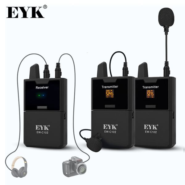 Microphones EYK EWC102 Caméra Lapel Mic UHF Microphone Lavalier sans fil avec fonction de moniteur audio pour téléphones DSLR DV Camcorder Webcast 230518